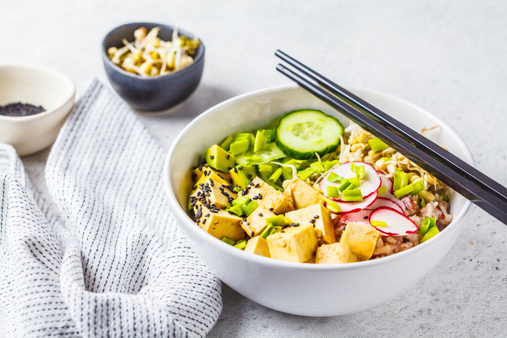 Vegan Poke Bowl: Tofu Rice Bowl and a Tahini Dressing