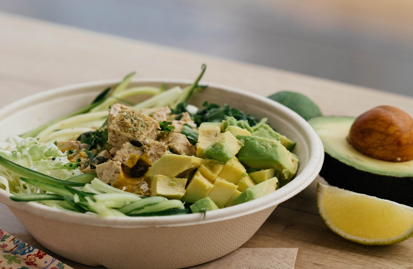 Crispy Tofu and Avocado Salad with a Miso-Tahini Dressing